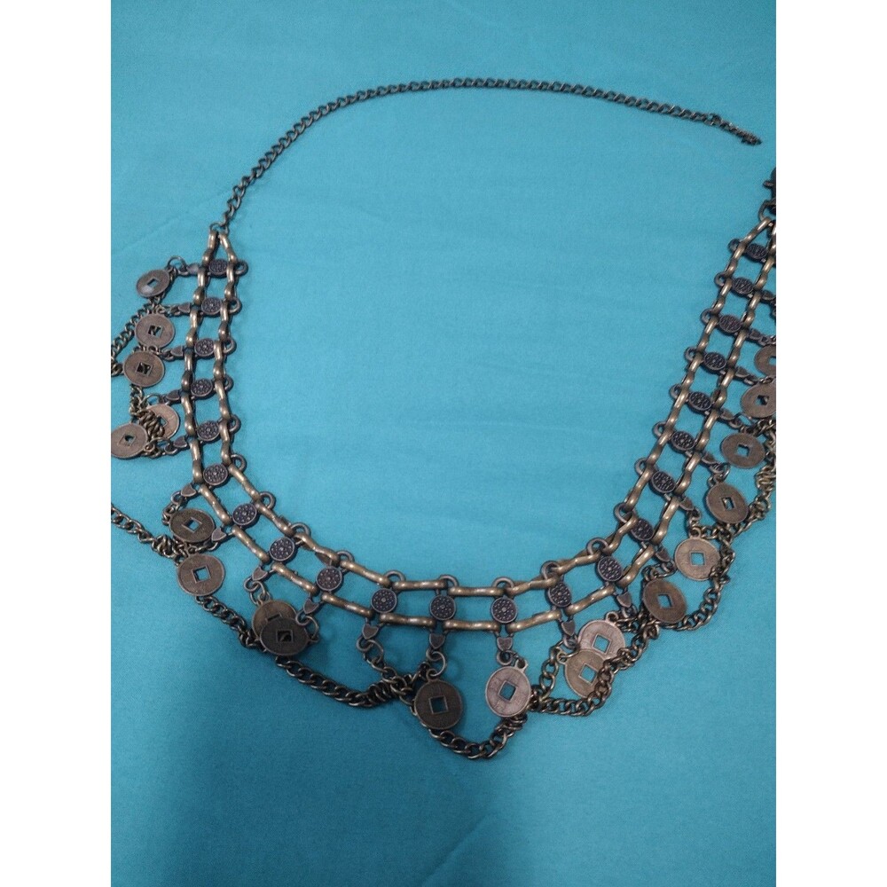 Vintage Brass Chinese Coin Dangle Chain Belt for Belly Dance